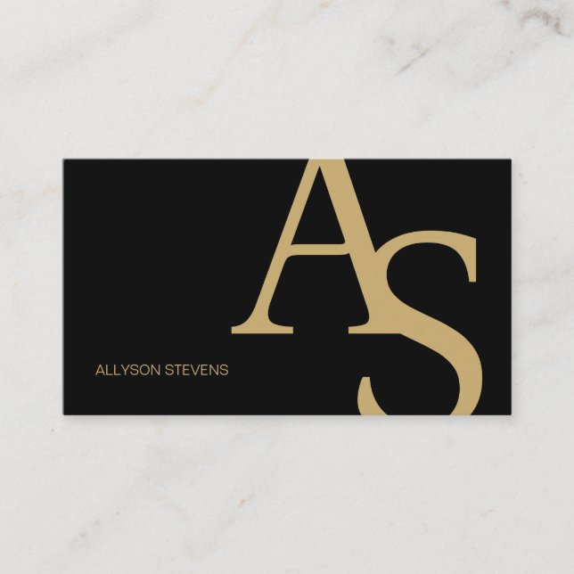 Gold Black Initials Logo Makeup Artist QR Code Business Card (Front)