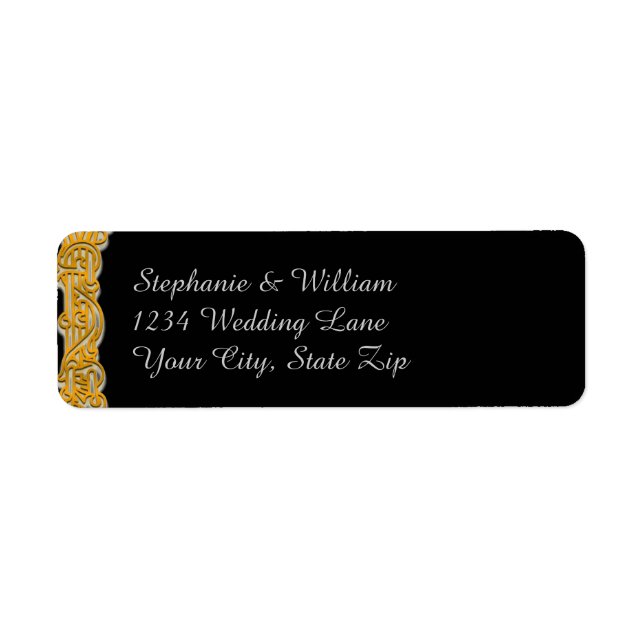 Gold & Black Irish Wedding Return Address Label (Front)