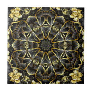 Gold/Black Kitchen Backsplash ~ Tuscan Colors ~ Tile