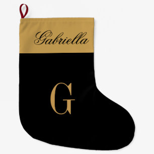 Gold Black Large Christmas Stocking