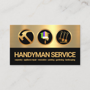 Gold Black Layers Handyman Tools Icons Builder Business Card
