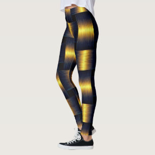Gold Black Leggings with Golden Lattice