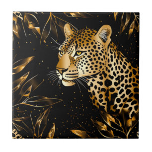 Gold Black Leopard Cheetah Kitchen Bathroom Tile
