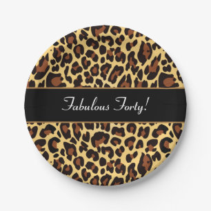Gold Black Leopard Fabulous 40 Birthday A04 Paper Plate