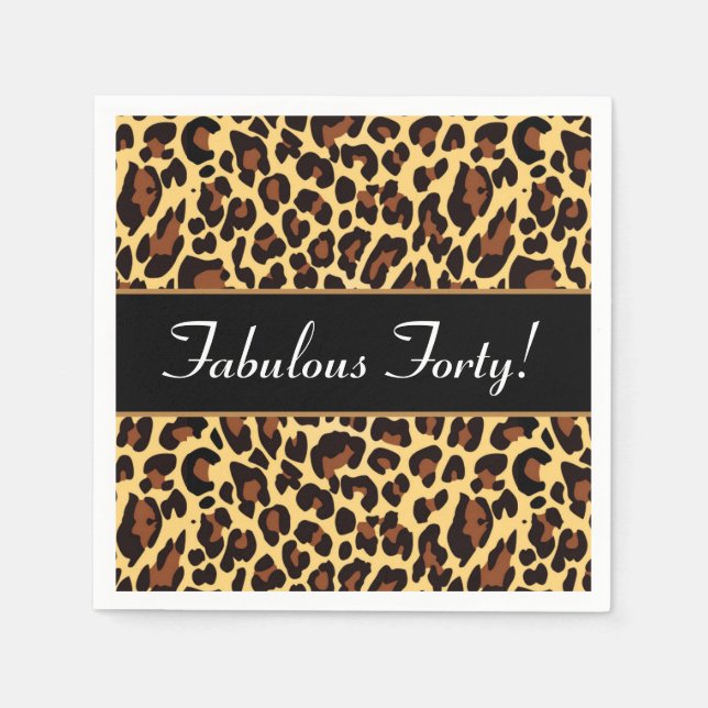 Gold Black Leopard Fabulous 40 Birthday A10 Napkin (Front)