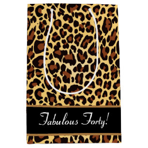 Gold Black Leopard Fabulous 40 Birthday A12 Medium Gift Bag