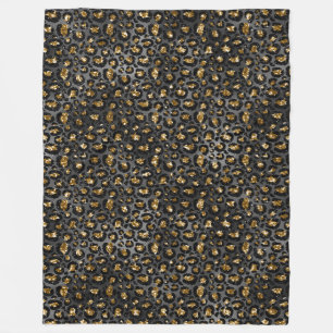 Gold Black Leopard Glitter Fleece Blanket