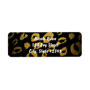 Gold & Black Leopard Print Chic Address Labels
