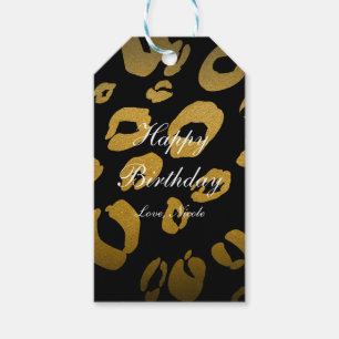 Gold & Black Leopard Print Chic Party Gift Tag