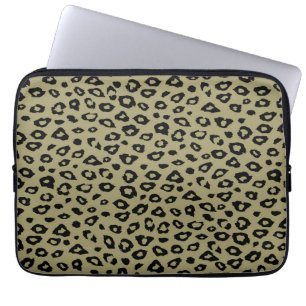 Gold Black Leopard Print Laptop Sleeve
