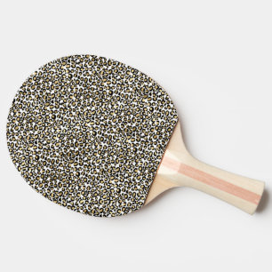 Gold Black Leopard Print Ping Pong Paddle