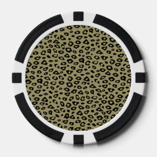 Gold Black Leopard Print Poker Chips
