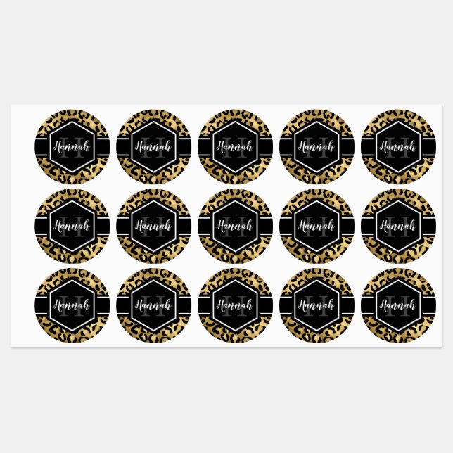 Gold Black Leopard Spots Monogram (Sheet)