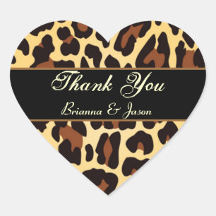 Gold Black Leopard Thank You Heart Sticker
