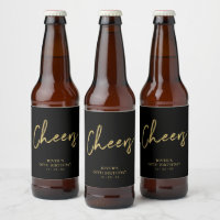 Gold & Black Lettering Cheers Adult Birthday Party