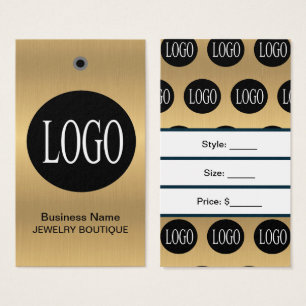 Gold Black Logo with Bar Code Jewellery Price Tags