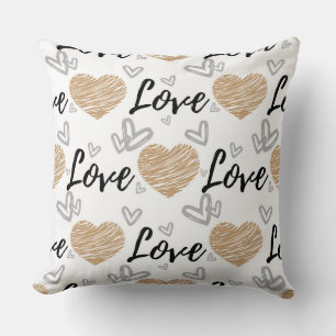 Gold/Black Love Heart Pillow