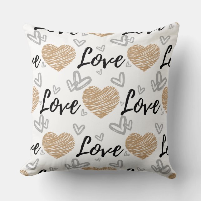 Gold/Black Love Heart Pillow (Front)