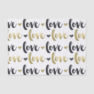 Gold Black Love Heart Tissue Paper