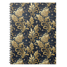 Gold & Black Luxurious Regal Damask Floral Pattern