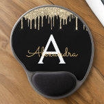 Gold Black Luxury Glitter Glam Monogram Name Gel Mouse Mat<br><div class="desc">Gold and Black Sparkle Glitter Monogram Name and Initial Mousepad (Mouse Pad). This makes the perfect sweet 16 birthday,  wedding,  bridal shower,  anniversary,  baby shower or bachelorette party gift for someone that loves glam luxury and chic styles.</div>