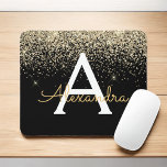 Gold Black Luxury Glitter Sparkle Monogram Mouse Mat<br><div class="desc">Gold and Black Sparkle Glitter Monogram Name Monogram Mousepad. This Mouse pad can be customised to include your initial and first or last name.</div>