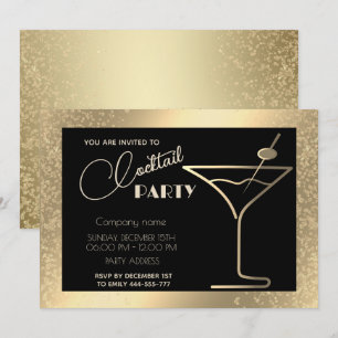 Gold black luxury holiday cocktail party  invitation
