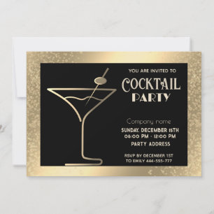 Gold black luxury holiday cocktail party   invitation