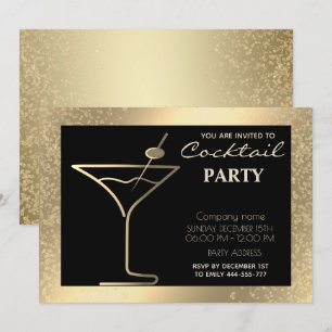 Gold black luxury holiday cocktail party  invitation