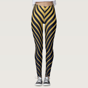 Gold & Black Luxury Wave Print Leggings