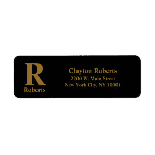 Gold/ Black M±odern Minimal Monogram Name 