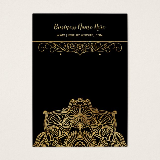 Gold Black Mandala Earring Display Cards (Front)