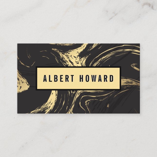 Gold Black Marble | Abstract Business Card (Front)