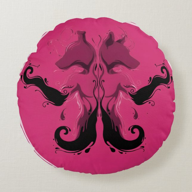 Gold Black marble art  Round Cushion (Front)