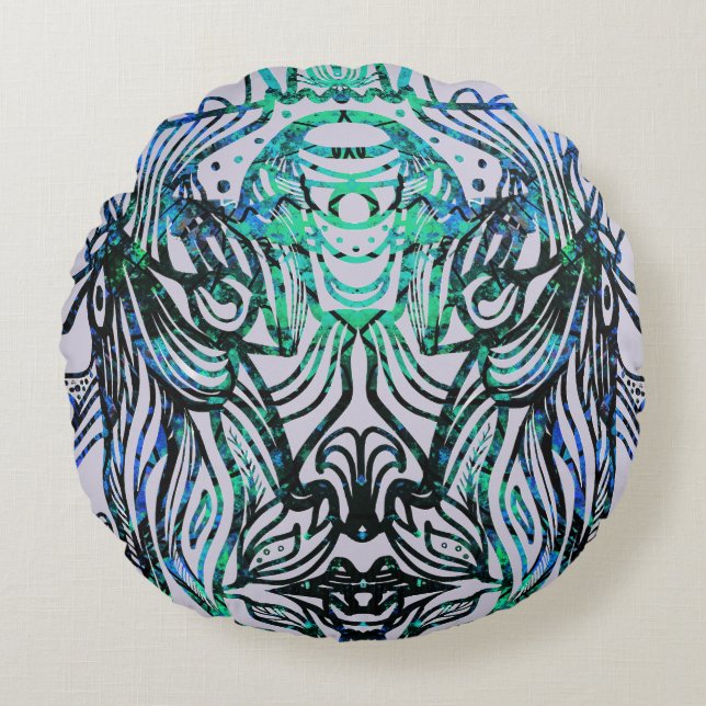 Gold Black marble art  Round Cushion (Front)