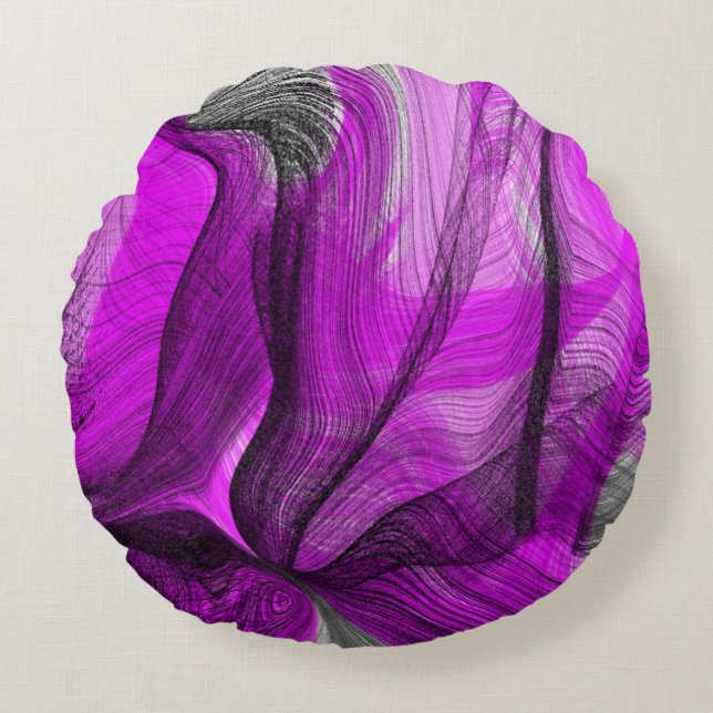 Gold Black marble art  Round Cushion (Front)