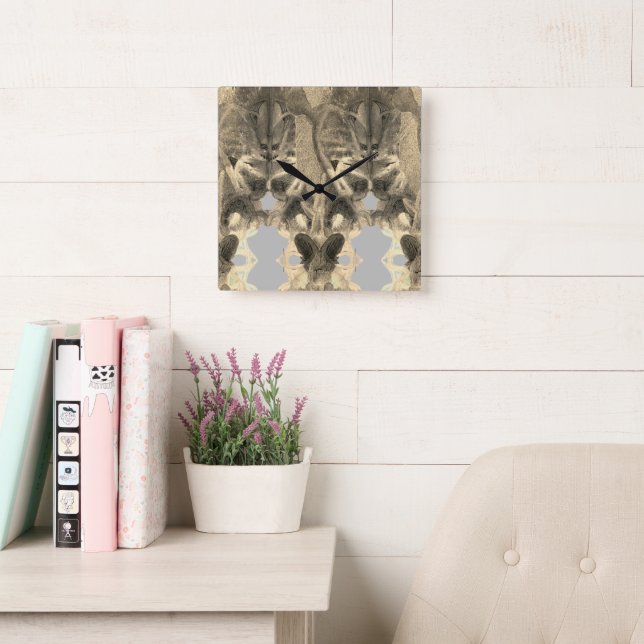 Gold Black marble art  Square Wall Clock (Reading Room)