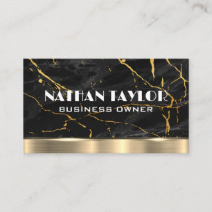 Gold Black Marble Background   Gold Metal Business Card