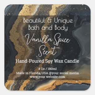 Gold Black Marble Bottle Candle Jar Product Label