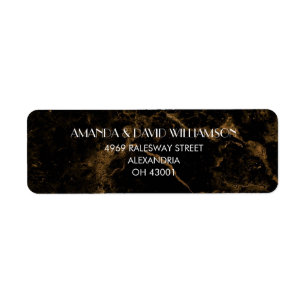 Gold Black Marble Elegant Address