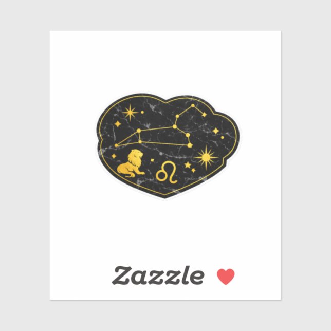 Gold & Black Marble Leo Zodiac Sticker (Sheet)