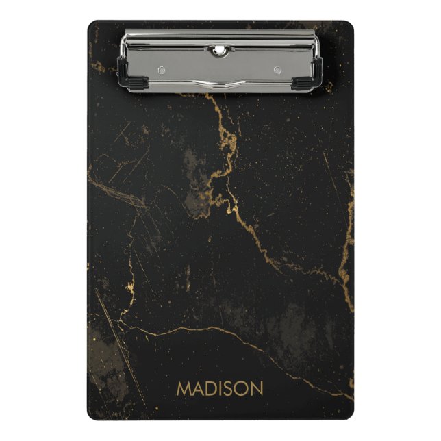 Gold Black Marble Mini Clipboard (Front)