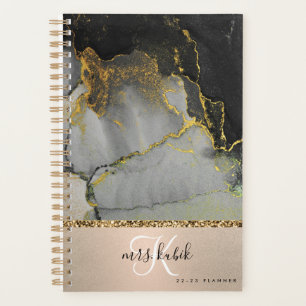 Gold & Black Marble Monogram Teacher Planner