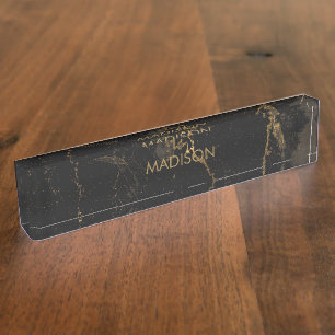 Gold Black Marble Nameplate