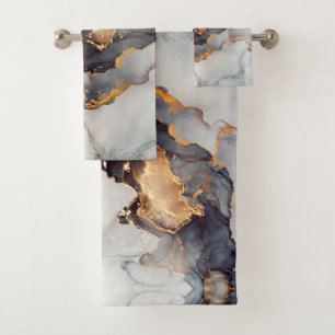 Gold Black Marble Pretty Bath Towel Set