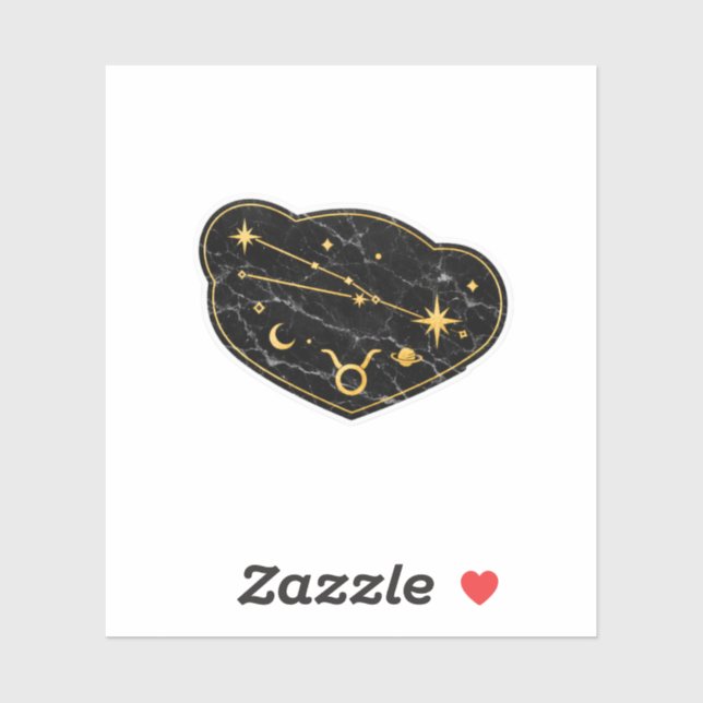 Gold & Black Marble Taurus Zodiac Sticker (Sheet)