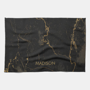 Gold Black Marble Tea Towel