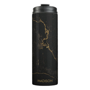 Gold Black Marble Thermal Tumbler