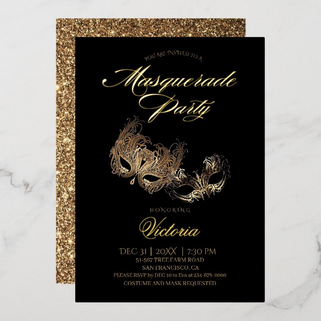 Gold Black Masquerade Party  (Front/Back)