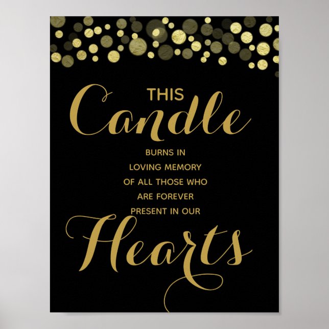 Gold & Black Memory candle sign for wedding (Front)